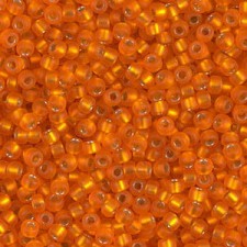 Miyuki rocailles Perlen 11/0 - Matted silver lined orange 11-8F